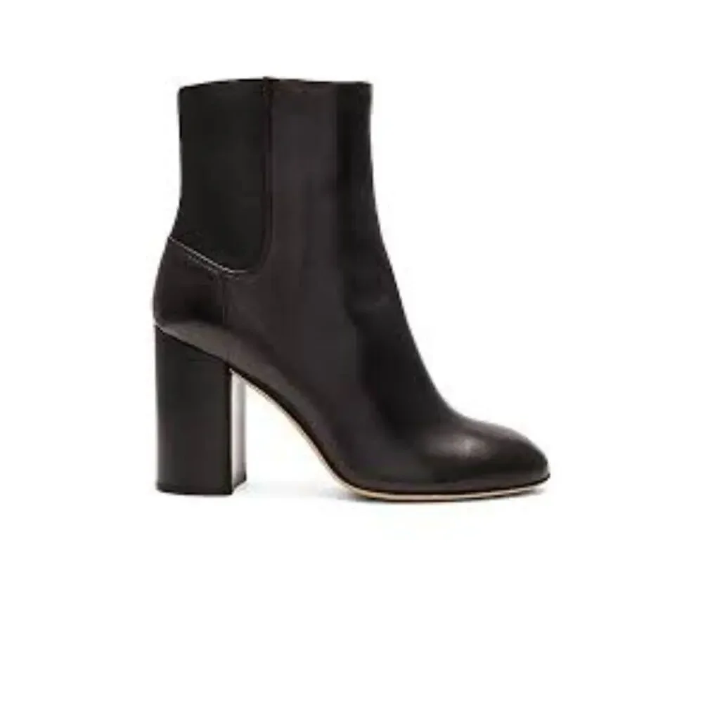 RAG & BONE Black Agnes Leather Stacked Heel Ankle Boot Size 39/8.5